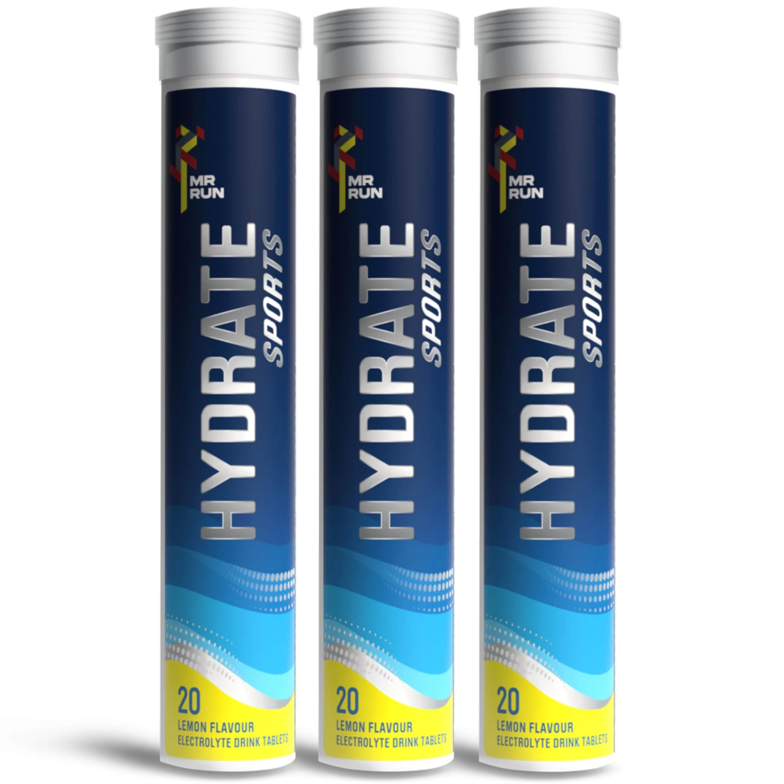 Electrolyte Tablets - Rehydration Drink with Electrolytes - Energy, Post Workout Recovery - Rapid Hydration Mineral Salts for Running, Cycling, Gym, Sugar Free (60 Tablets, 3 tubs) - Lemon Flavour