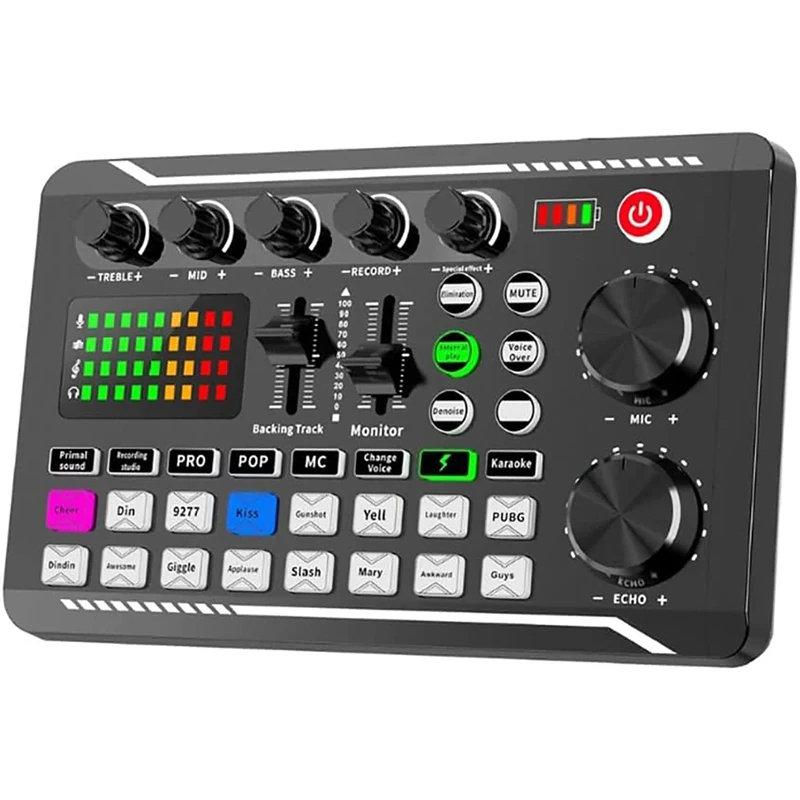 sound console， Audio Interface Mixer Sound Card Mixing Console Amplifier, for Desk System Digital MP3 Computer, Bluetooth USB