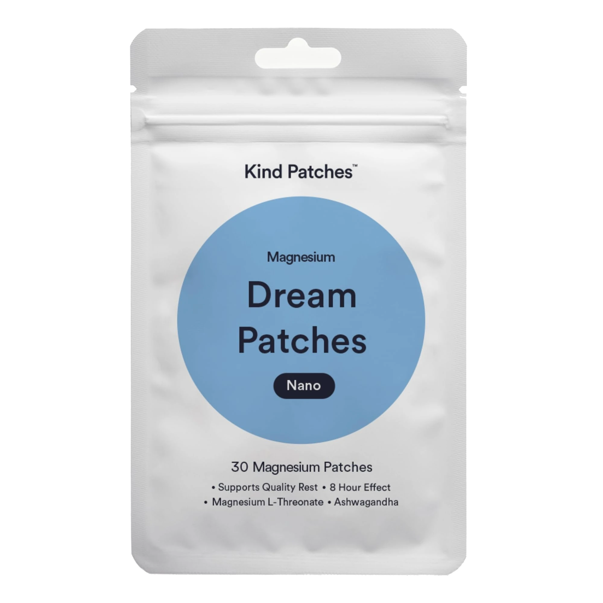 Kind Patches | Dream Patches™ Magnesium | Supports Quality Sleep, Calmer Mind, Stress & Anxiety | Plant-Based Botanical Blend with Magnesium, Passionflower, Ashwagandha & L-theanine | 30 Vegan Patches