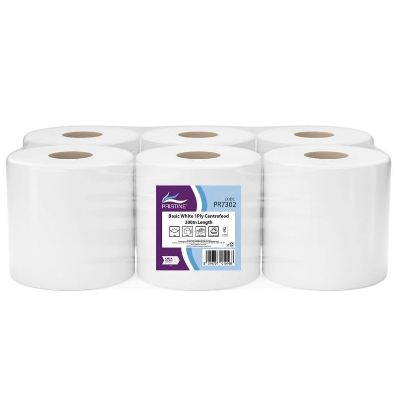Pristine White Centrefeed Roll 300m - 100% Recycled (Pack of 6)