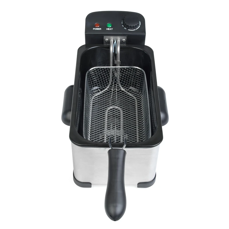 Progress 3L Deep Fat Fryer - Non-Stick Removable Basket and Lid, Easy Clean, 150-190°C, Viewing Window, Adjustable Temperature Control, Power/Ready Indicator Light, Cool-Touch Handle, Anti-Slip, 2000W