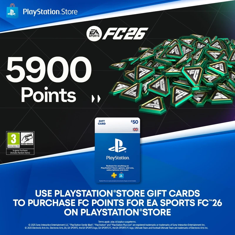 PlayStation Store Gift Card for FC 26 Ultimate Team - 5900 FC Points - PS4/PS5 Download Code - UK Account