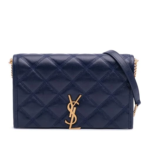 Yves Saint Laurent Pre-Loved Quilted Diamond Lambskin Becky Wallet on Chain Handbag