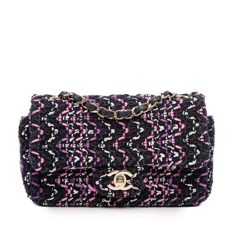 Chanel Pre-Loved Mini Rectangular Classic Multicolor Cotton Stitched Single Flap