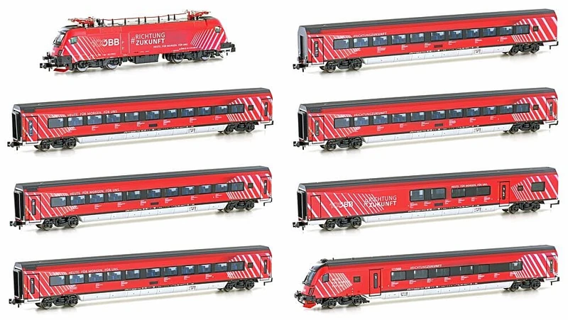 LEMKE Hobbytrain 81222345 OBB Railjet Passenger Train - N Scale