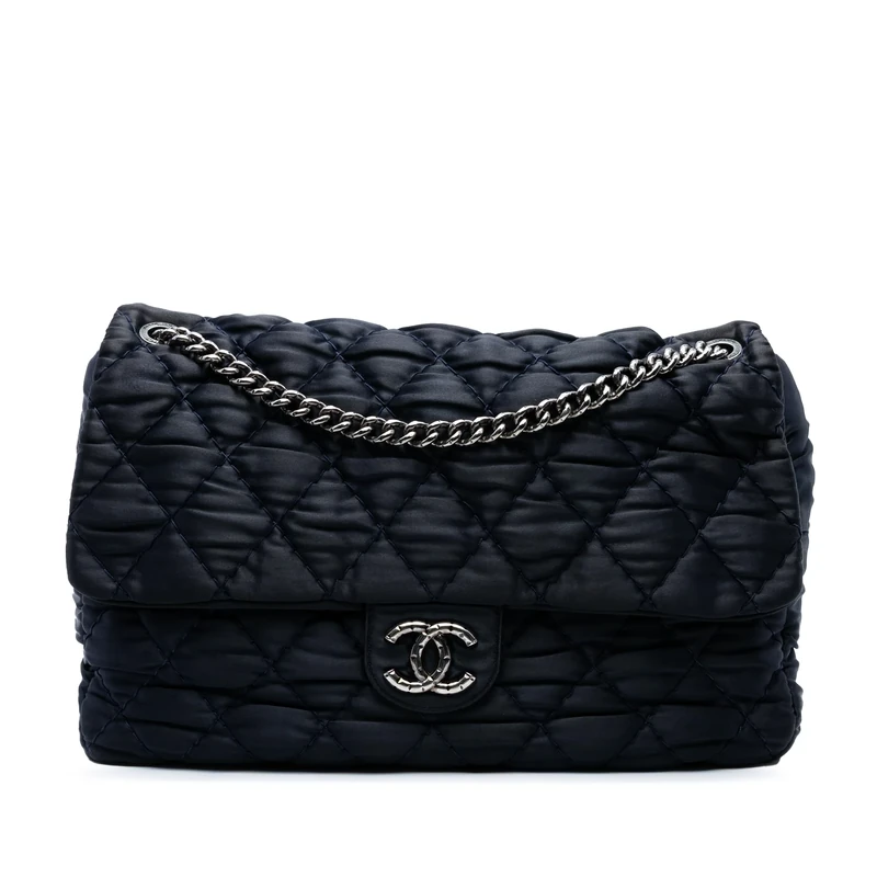 Chanel Pre-Loved Extra Large CC Quilted Satin Single Flap Shoulder Bag