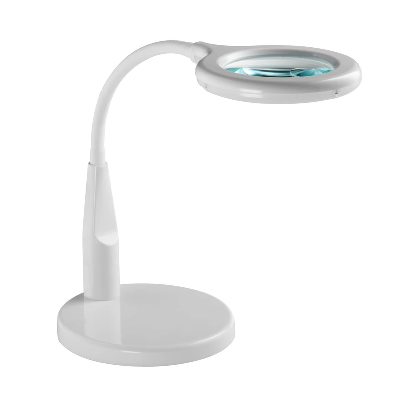 Alco-Albert 9221 LED Magnifying Lamp White 3.5 Inch Glass Lens 3 Dioptres and 12 Dioptres Desk Lamp with 14 cm Magnifying Glass