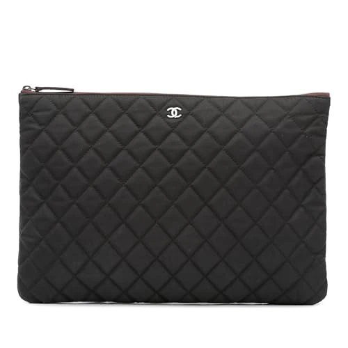 Chanel Pre-Loved Large Quilted Nylon O Case Clutch