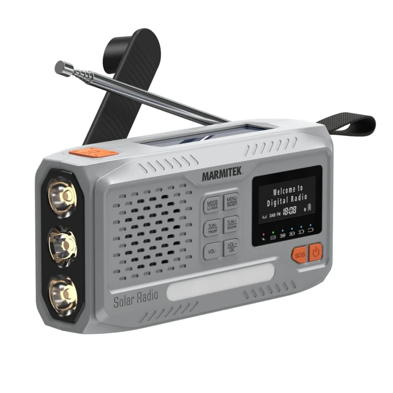 Emergency Crank Radio Marmitek RESQ 100 – Solar Hand Crank Radio with DAB+ & FM – 4500 mAh Powerbank – Colour LCD Display & LED Flashlight – Reliable for Blackouts – Weatherproof - Emergency
