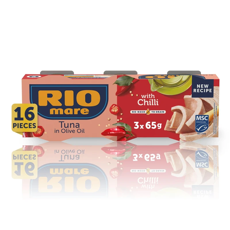 Rio Mare Tuna in Olive Oil with Chilli, 48 x 65g, Prime Quality Tinned Fish, Italy's Favourite Tuna with Chili Pepper, Sustainably sourced