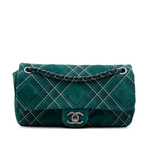 Chanel Pre-Loved Paris Edinburgh Medium Stitched Suede Saltire Single Flap