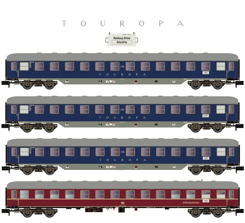 LEMKE Hobbytrain Touropa 81213176 Set of 4 DB Ep.IIIb 3X Bcm53/WRtüm 51-6 - Track Width N