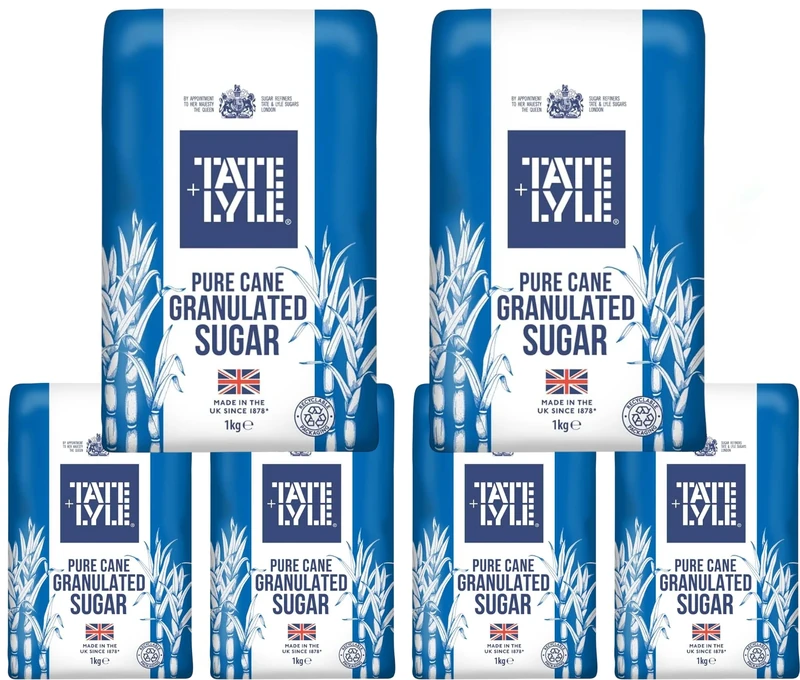 Tate Lyle Pure Cane Granulated Sugar - White - 1kg Bags (PACK OF 6) - Made in UK Since 1878