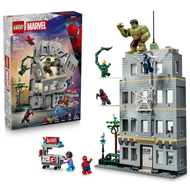LEGO|Marvel Spider-Man vs. Hulk Epic Clash - Interactive Superhero Toy w/ 4-Floor Office, Action Figure & 5 Minifigures incl. Scorpion - Gift for 8+ Year Old Boys & Fans - 76350