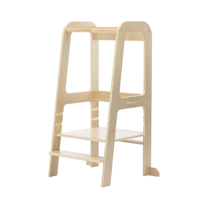Bebeconfort Hoya, Baby and Toddler Learning Tower, 1.5-6 Years (10-30 kg), 3 Adjustable Heights, Certified Safety, 6.2 kg Lightweight Toddler Step Stool, Long-lasting Design, Natural Wood