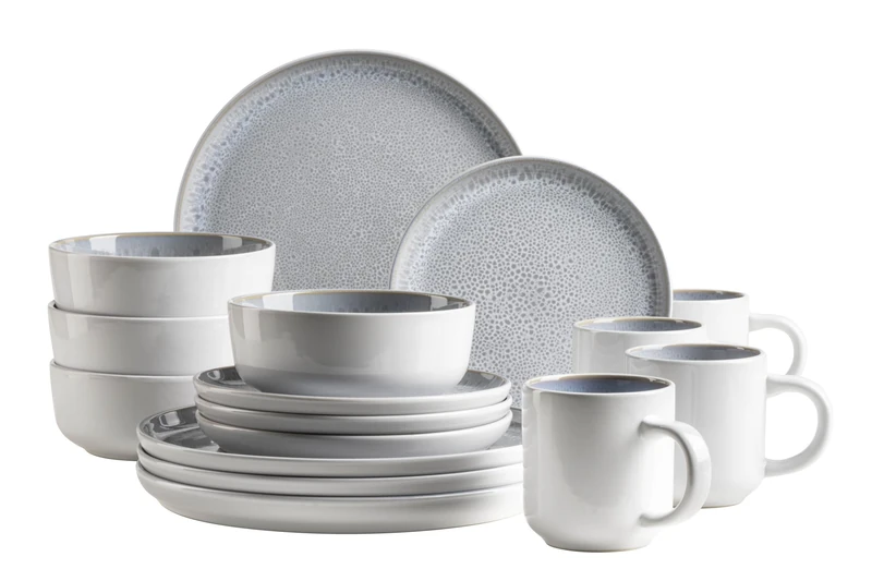 MÄSER Lunaria 934435 Series Ceramic Crockery Set for 4 People 16-Piece Combination Crockery Set Reactive Glaze Stoneware Grey - Image 1