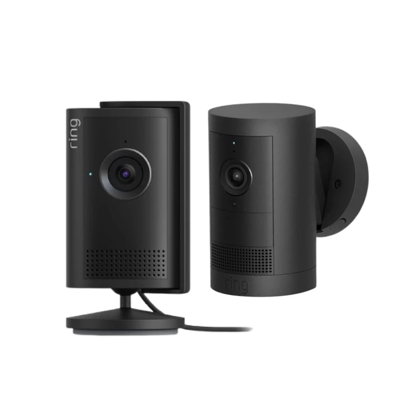 Ring Indoor Camera Plus (newest gen) with Outdoor Camera Plus, Black | Plug-In Security Camera | Retinal 2K, up to 4x Enhanced Zoom, Low-Light Sight, DIY Install | 30-day free trial of Ring Home Plan