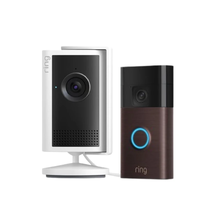 Ring Indoor Camera Plus + Battery Video Doorbell (Venetian Bronze) | Plug-In Security Camera | Retinal 2K, up to 4x Enhanced Zoom, DIY Install | 30-day free trial of Ring Subscription Plan