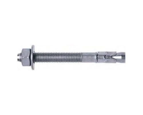 Heavy duty steel anchor bolt, ideal for secure attachment in construction and assembly.
