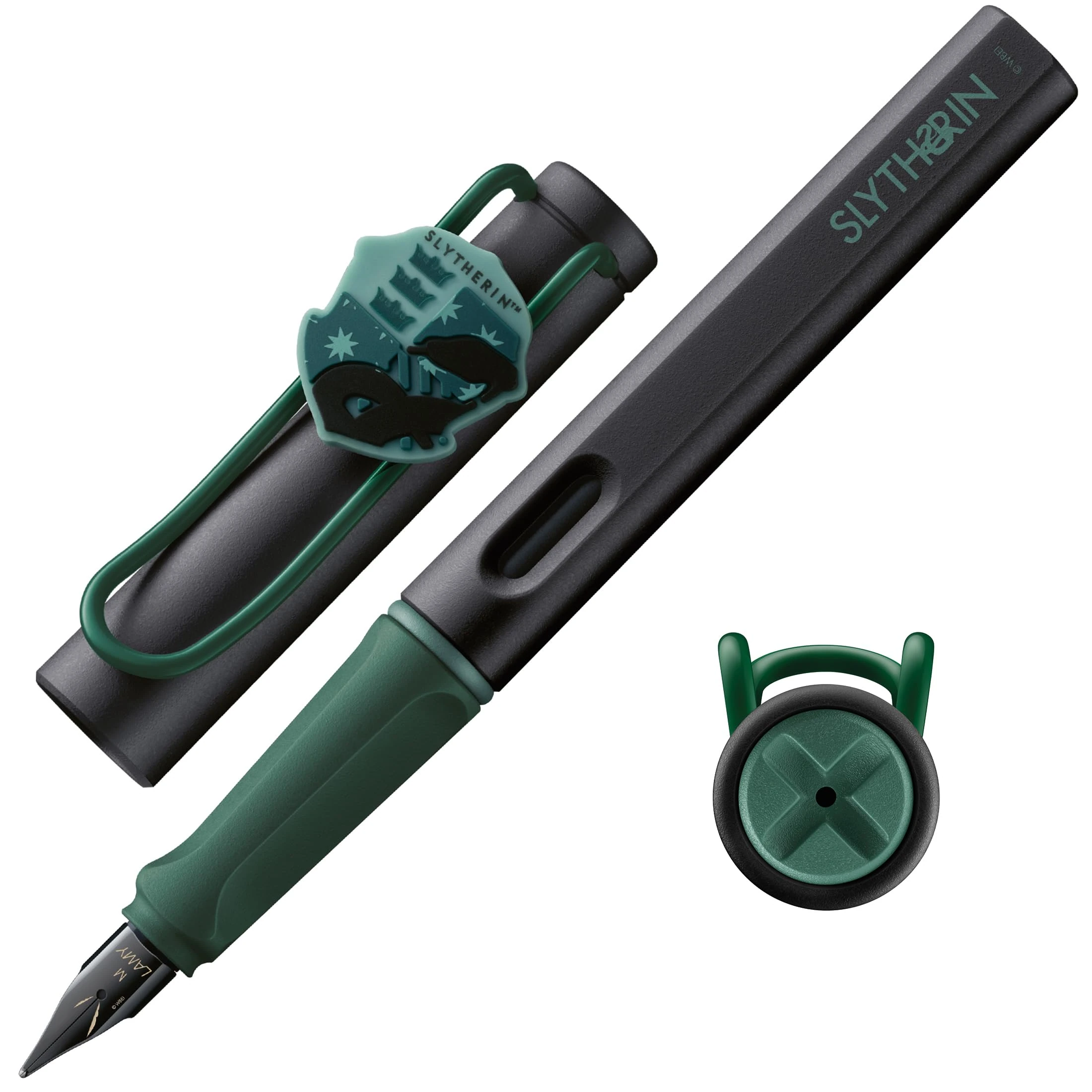 Lamy Safari Harry Potter Slytherin™ Fountain Pen – Special Edition fountain pen with house crest – steel nib in medium width – with ergonomic grip – incl. T10 blue ink cartridge – Right-Handed