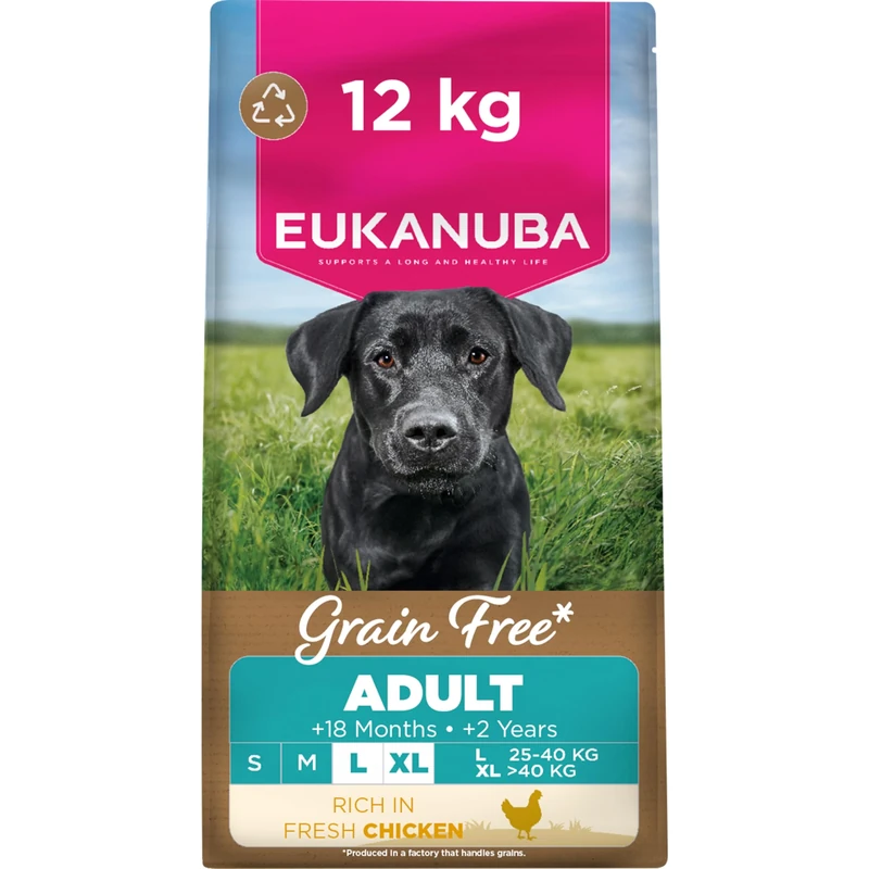 Eukanuba Grain Free Fresh Chicken - Complete Dry Dog Food - For Adult Large & Giant Breed Dogs 12KG