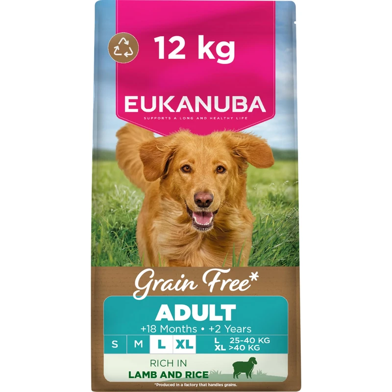 Eukanuba Grain Free Lamb - Complete Dry Dog Food - For Adult Large & Giant Breed Dogs 12KG