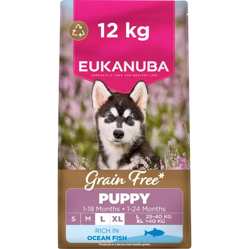 Eukanuba Grain Free Ocean Fish - Complete Dry Puppy Food - For Large & Giant Breed Dogs 12KG