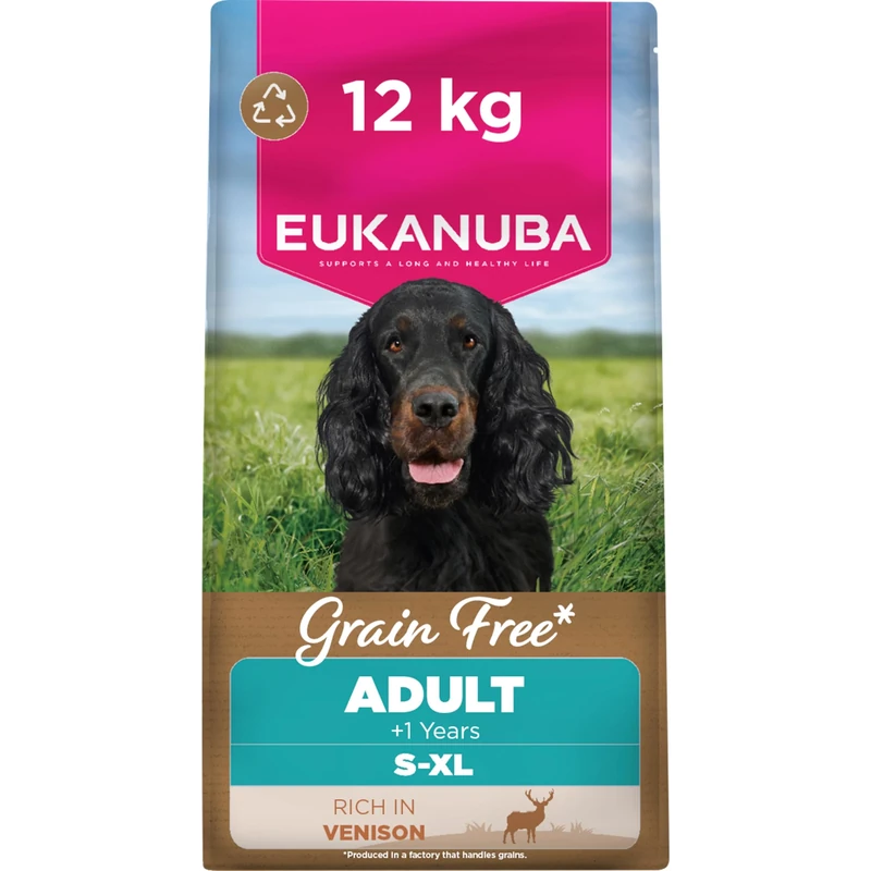 Eukanuba Grain Free Venison - Complete Dry Dog Food - For Adult Dogs 12KG