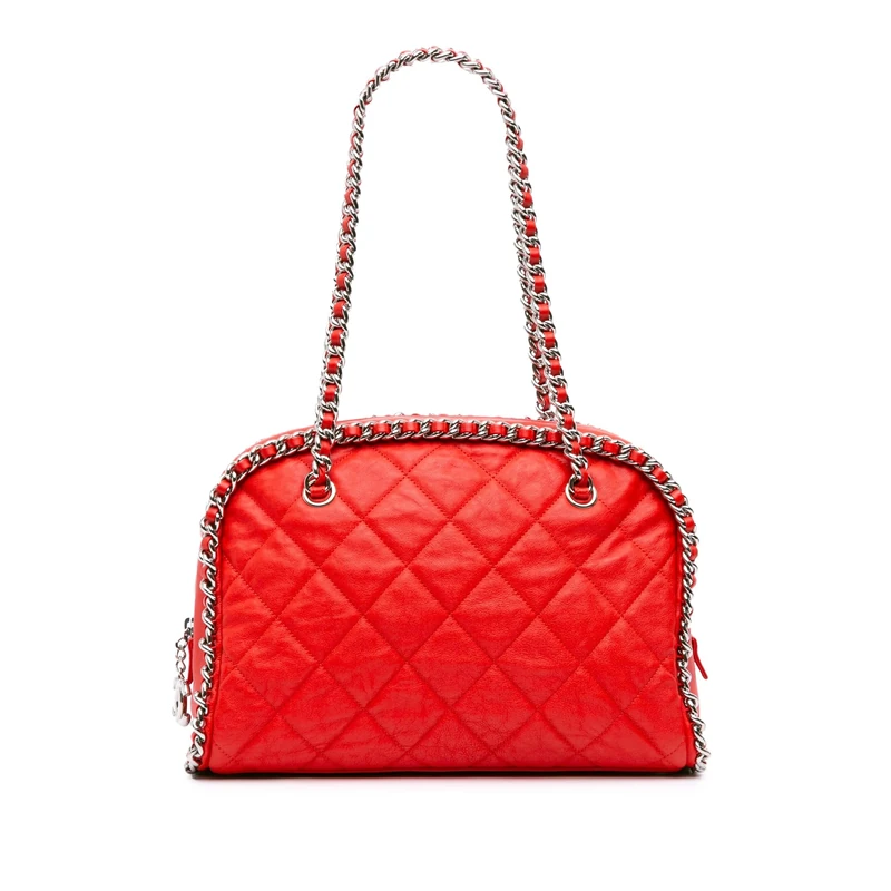 Chanel Pre-Loved Quilted Washed Lambskin Chain Around Bowler Shoulder Bag