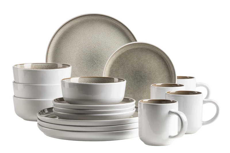 MÄSER Lunaria 934435 Series Ceramic Crockery Set for 4 People 16-Piece Combination Crockery Set Reactive Glaze Stoneware Brown