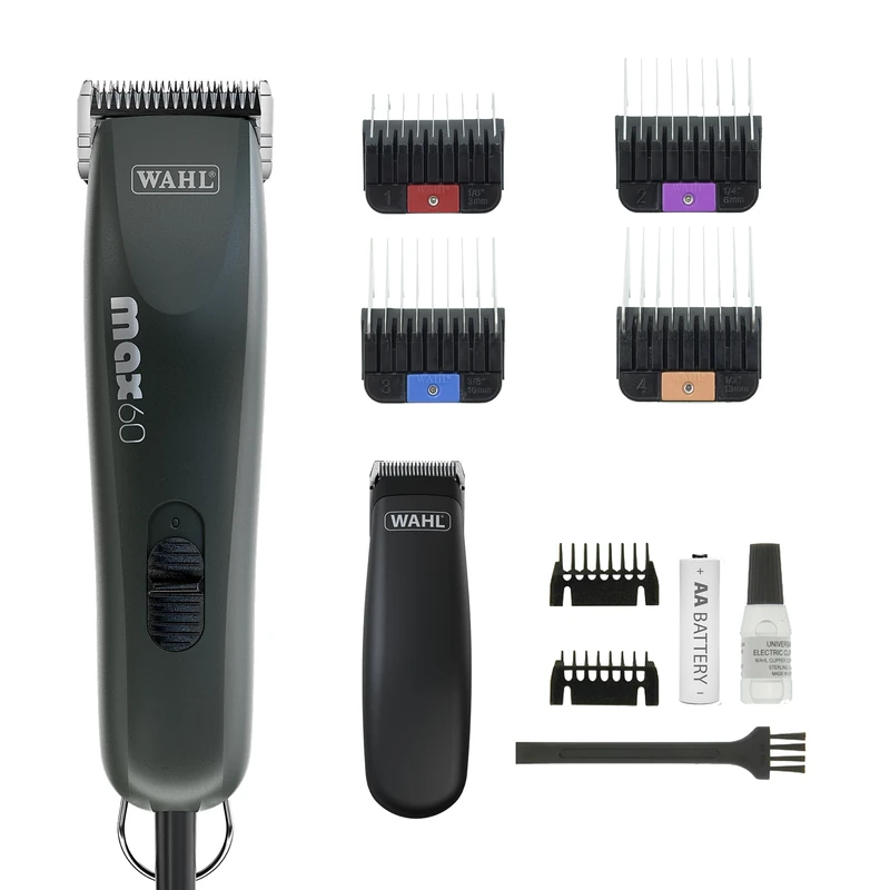 WAHL Max60+ PocketPro Animal Haircut Kit, Animal Clipper and Trimmer, Dog and Cat Haircuts, Pet Grooming, All Types of Hair, Low Vibration, Light, Black