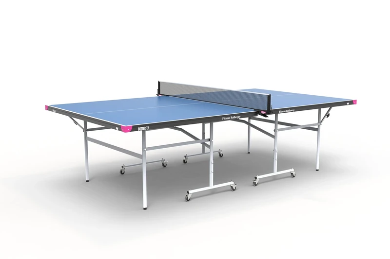 Butterfly Fitness Rollaway Indoor Table Tennis Table | Foldable with Playback Facility | Bats, Balls & Net Set included | 16 mm Top | 3-Year Table Guarantee | Blue
