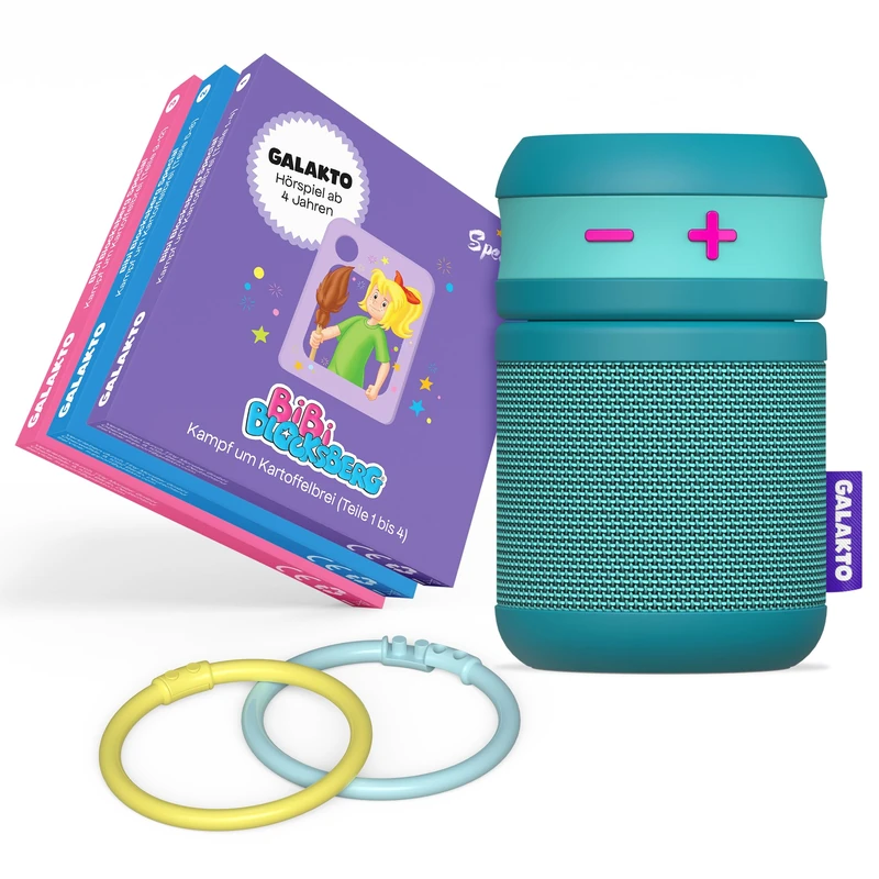 Galakto Children's Music and Radio Play Player for Home and Travel, Bibi Blocksberg Special Edition Deluxe, on Amazon including 3 Tokens and 2 Collector's Rings, Ready to listen without Internet, Long