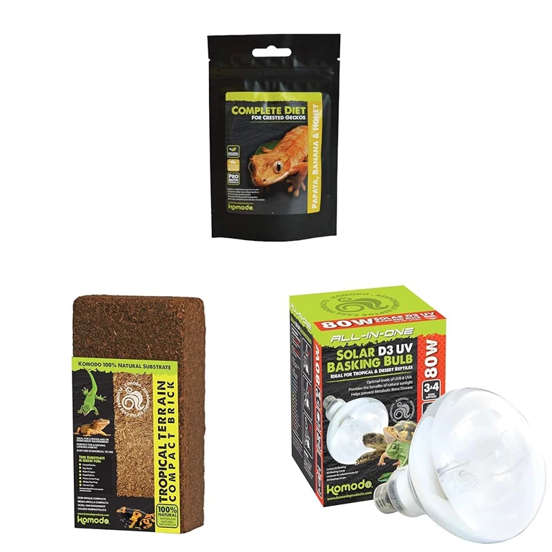 Komodo Crested Gecko Diet 60g + Tropical Terrain Brick 12L + Solar UV 80W