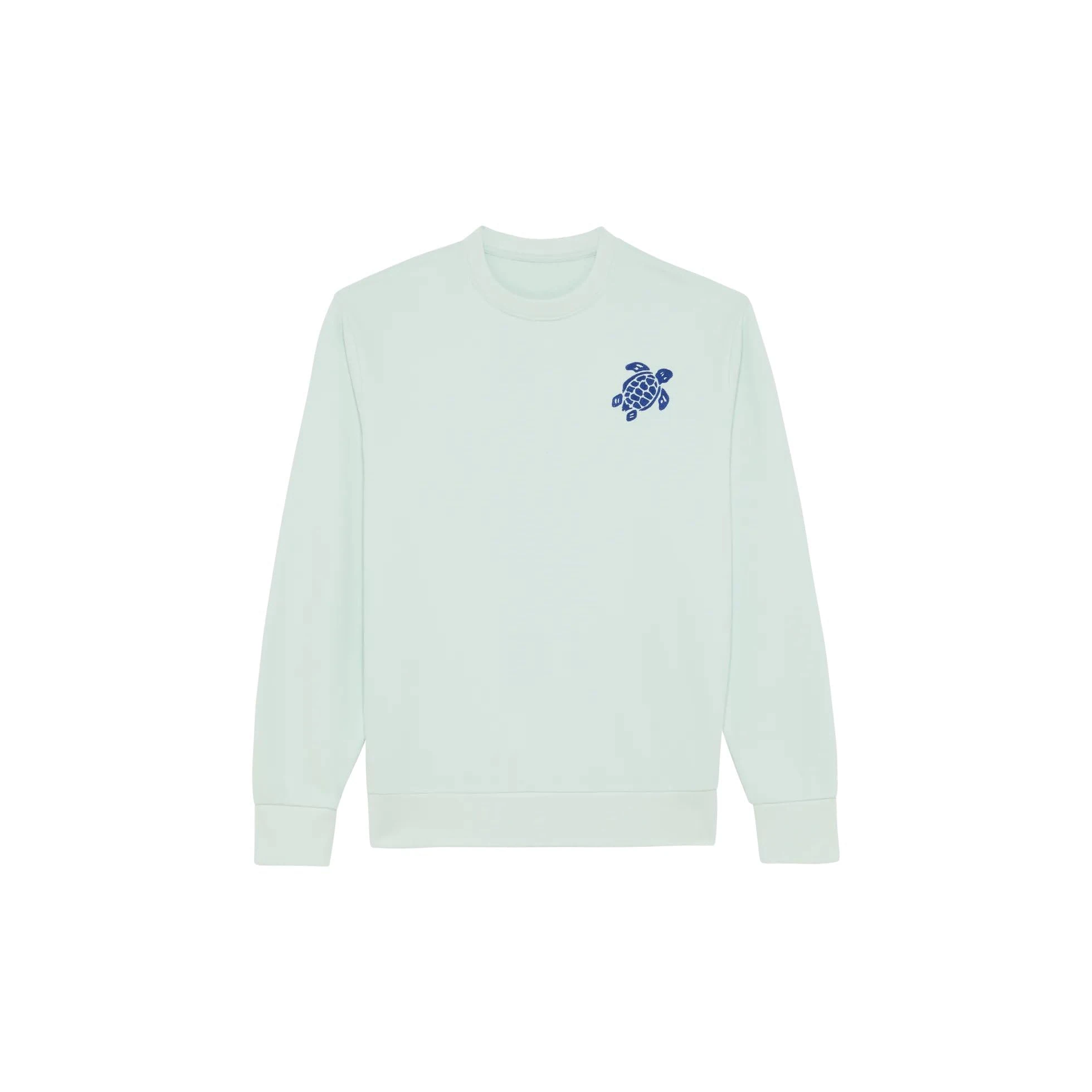 Vilebrequin, Crewneck Cotton Sweatshirt Big Turtle Embroidery, M, Pacific
