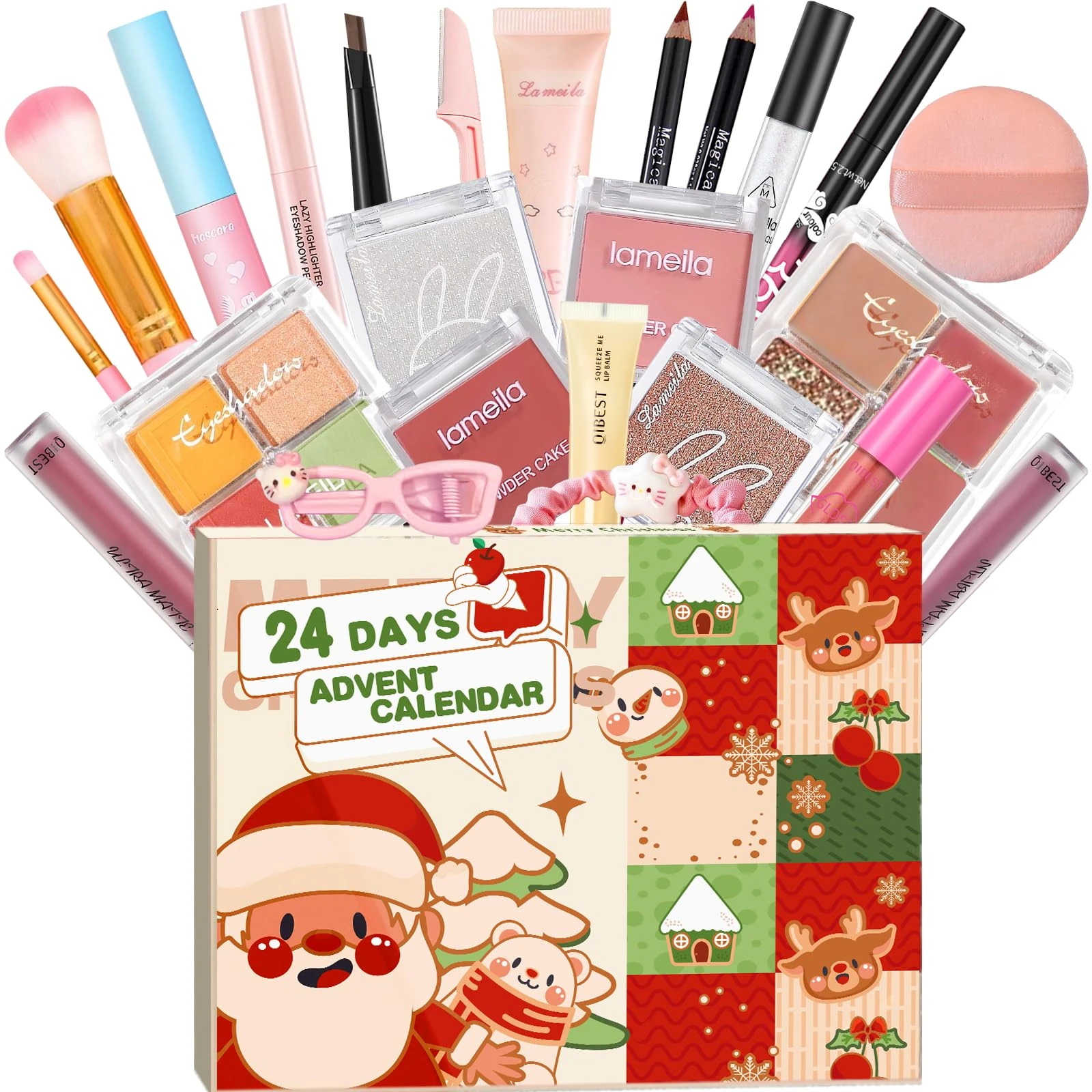 Makeup Advent Calendar 2025 for Women & Teen Girls, 24 Days Christmas Countdown Calendar Beauty Gift Set, 2025 Xmas Gift Surprise Box Beauty Calendar Full Size Makeup Kit