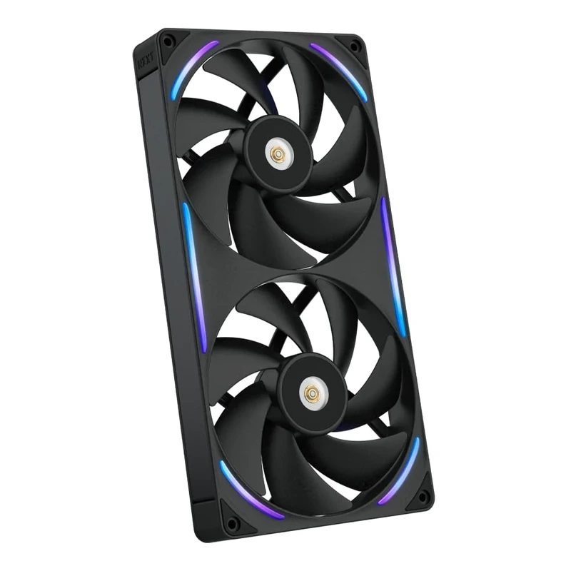 NZXT F280X Performance Single-Frame Fan - 2x 140mm PWM RGB PC Case Fans - Max Airflow & Static Pressure - Low Noise - LCP Frame & Blades - Magnetic Fluid Dynamic Bearing - 30mm Thick - Black