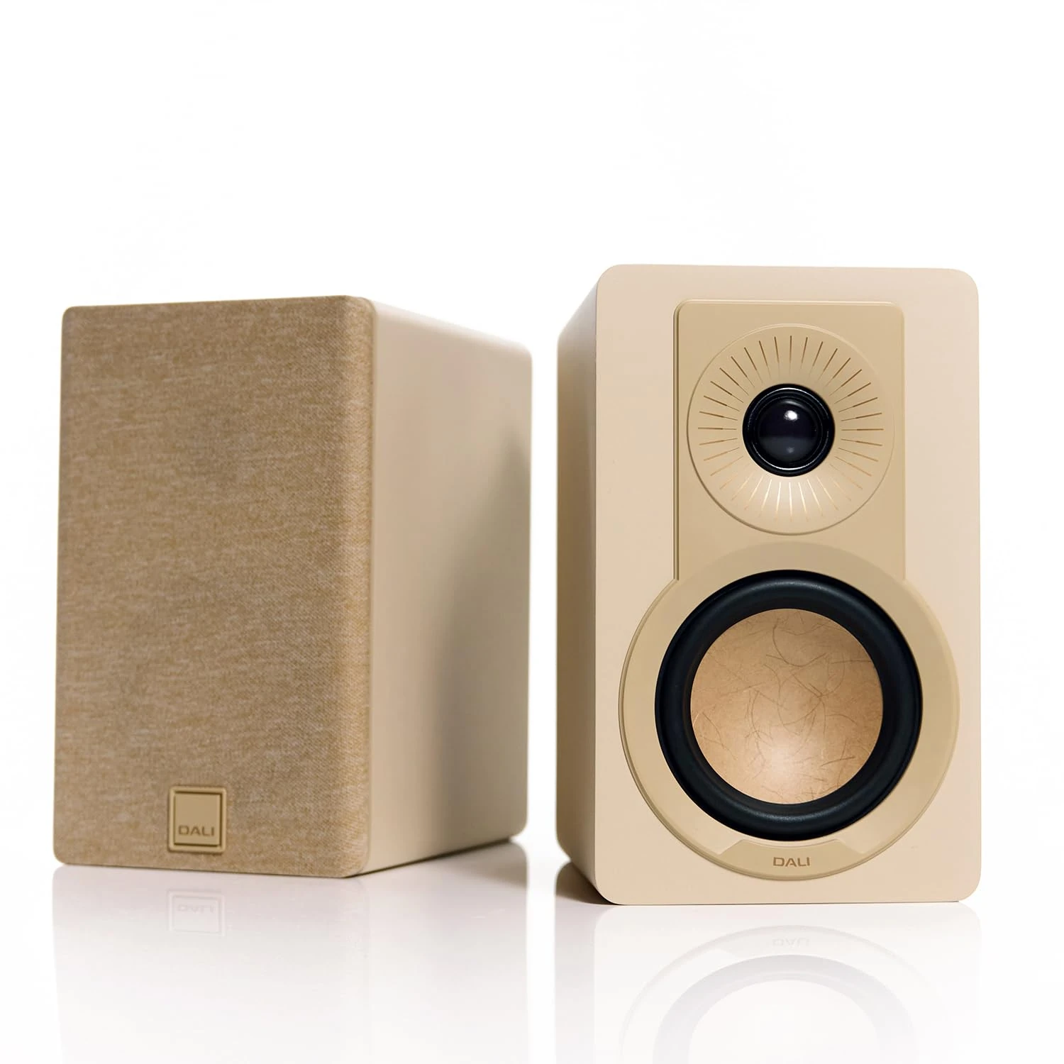 DALI KUPID Premium Compact Passive HiFi Shelf Speakers, 2-Way Design with 4.5" Woofer and 1" Tweeter, Includes Wall Mount (Pair) - Caramel White