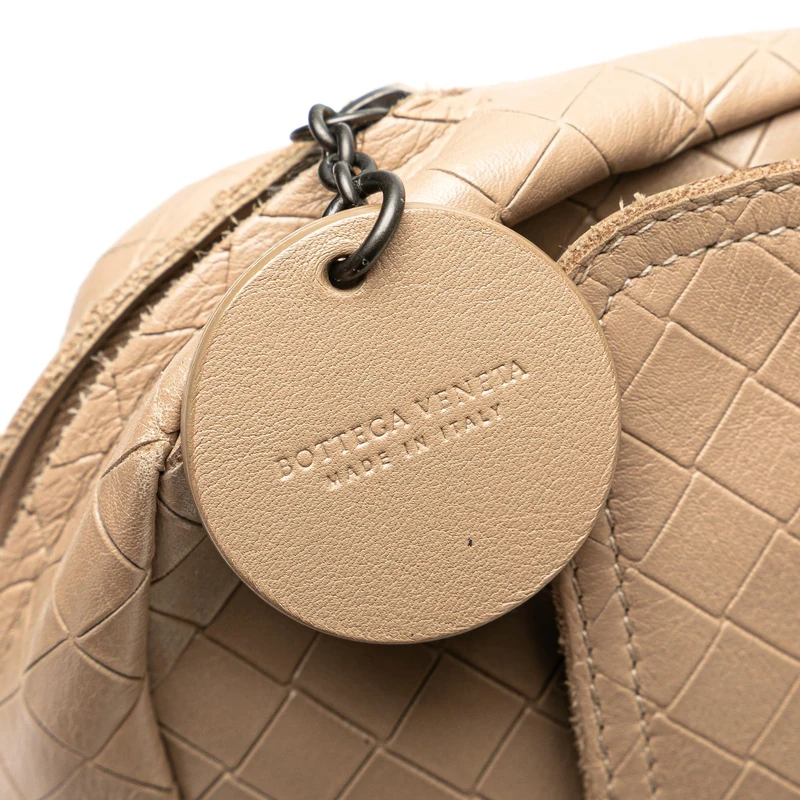 Bottega Veneta Pre-Loved Small Leather Intrecciomirage Chain Crossbody Bag