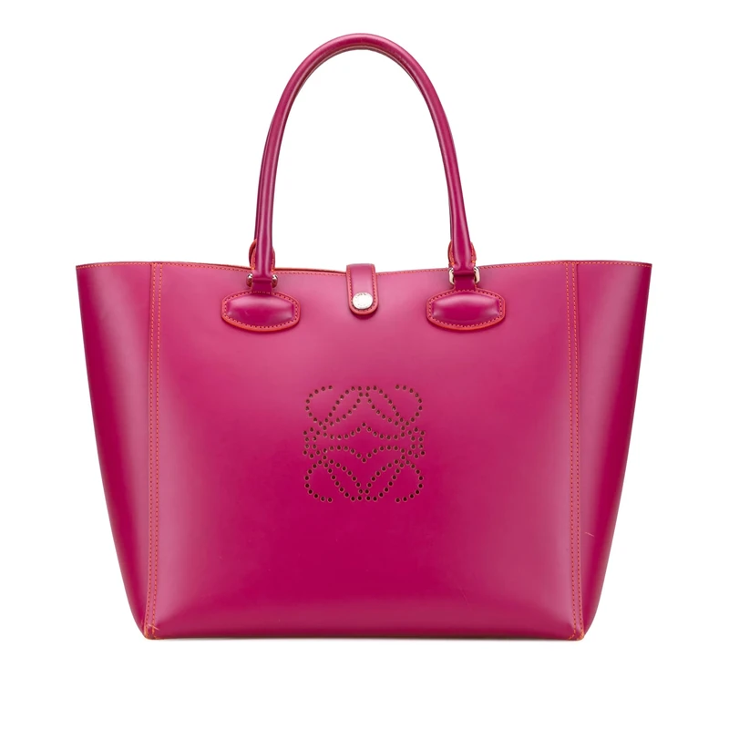 LOEWE Pre-Loved Leather Perforated Anagram Leo Tote