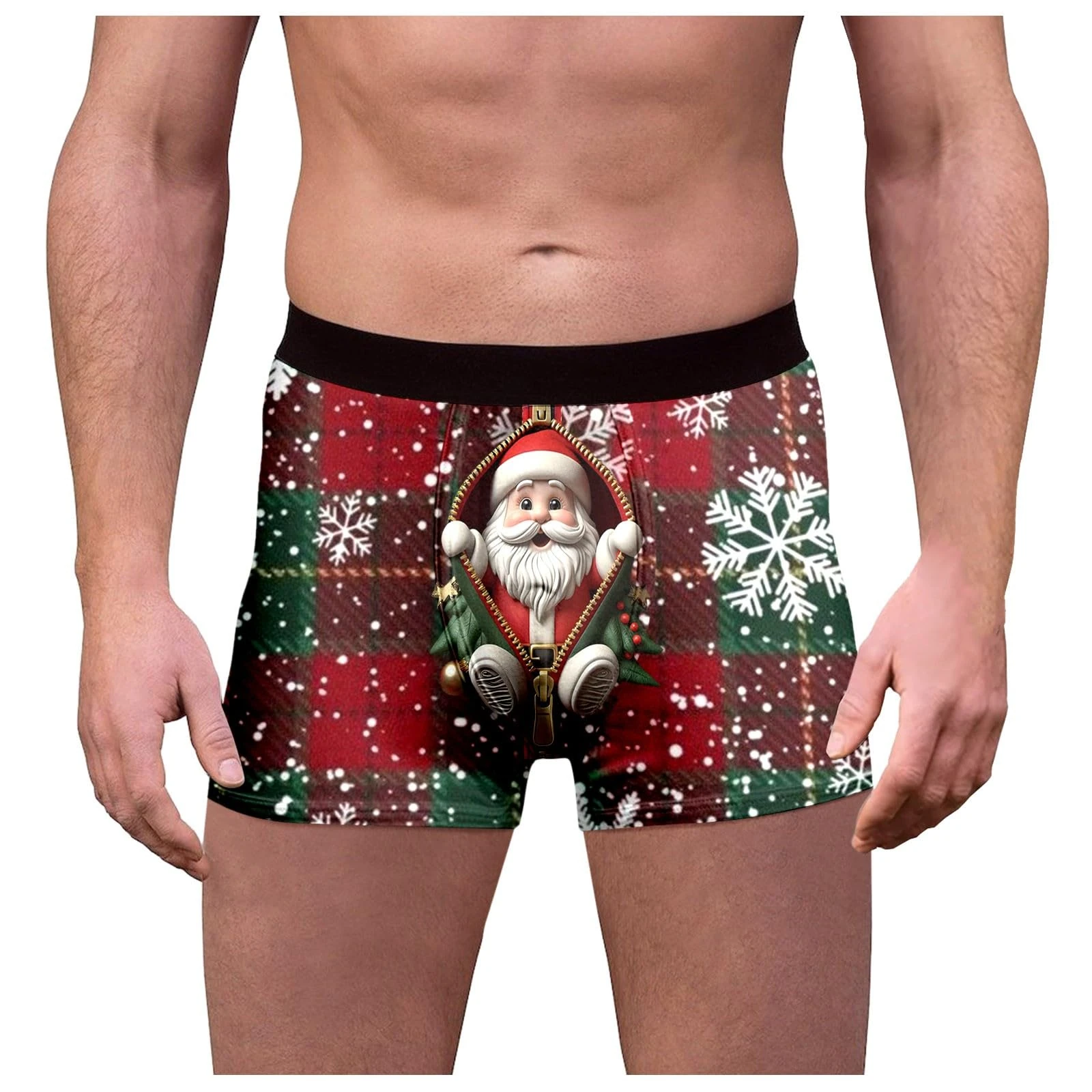 Christmas 3D Print Boxers for Men Xmas Ugly Underwear Briefs Men's Funny Sports Panties Stretch Breathable Sleepwear Shorts Comfy Elastic Waist Knickers Daily Hipster Knickers