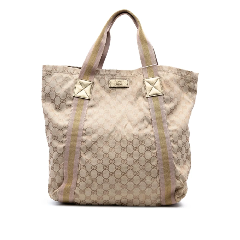 Gucci Pre-Loved GG Canvas Web Tote Bag