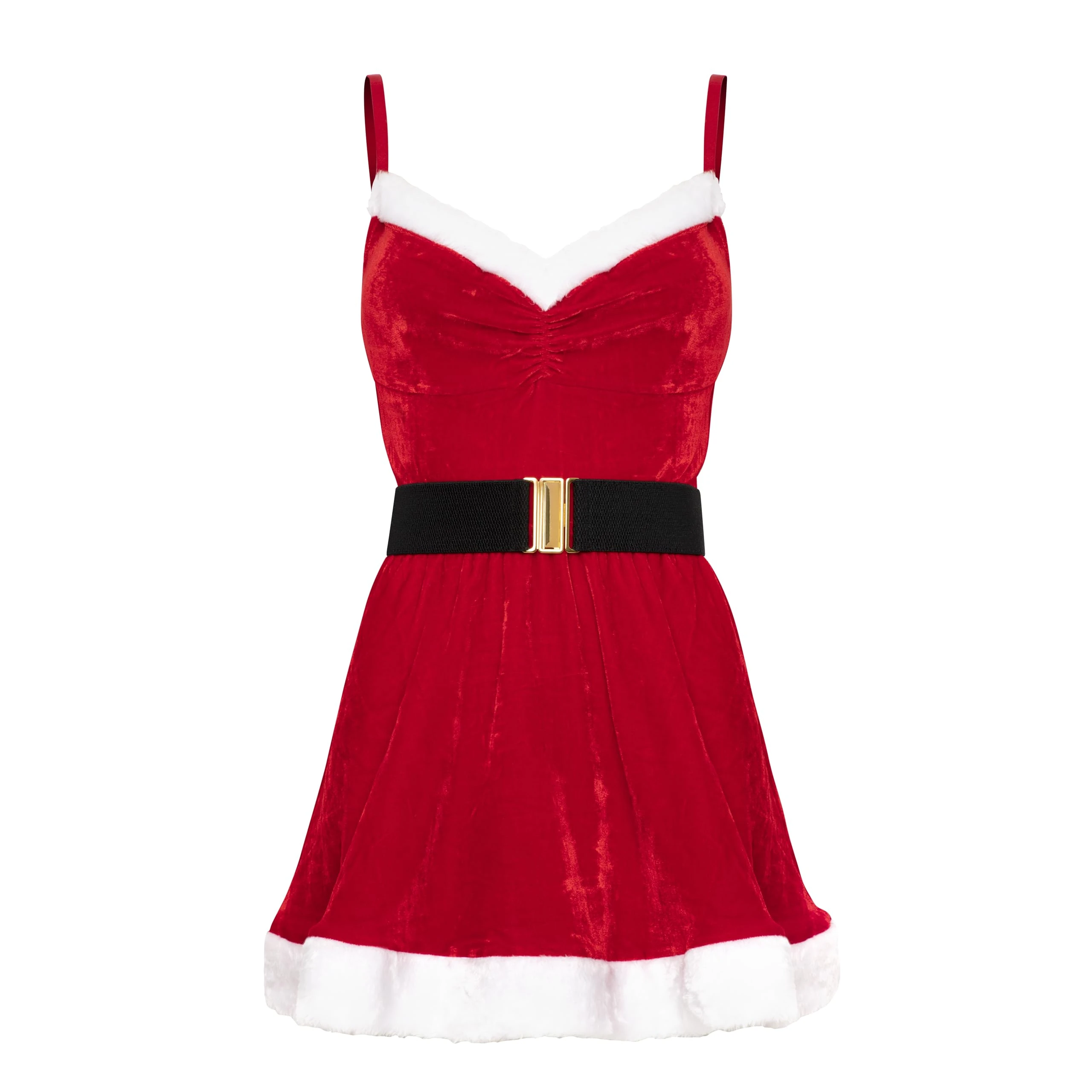 Lovehoney Fantasy Santa Flirty Red Velvet Dress | Womens Christmas Mini Dress | Fancy Dress Costume | Xmas Outfit for her | Fits Sizes 8 to 16