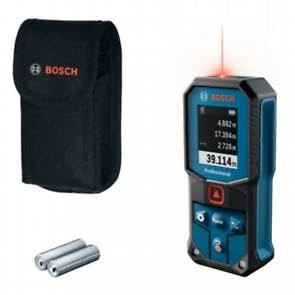 Bosch Professional laser measure GLM 40-31 (IP65 certified, shock-absorbing housing, 7 measuring modes, automatic calculations for length/area/volume, bright colour display, Li-ion battery compatible)