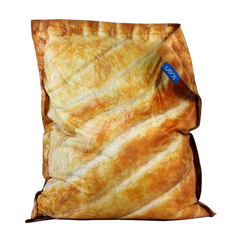 icon Greggs XL Steak Bake Bean Bag Floor Cushion, Water Resistant Fabric, Beanbag for Indoor and Outdoor Use, Bean Bag with Filling Included, 180cm x 140cm, Novelty Gifts, Gaming, Living Room, Garden