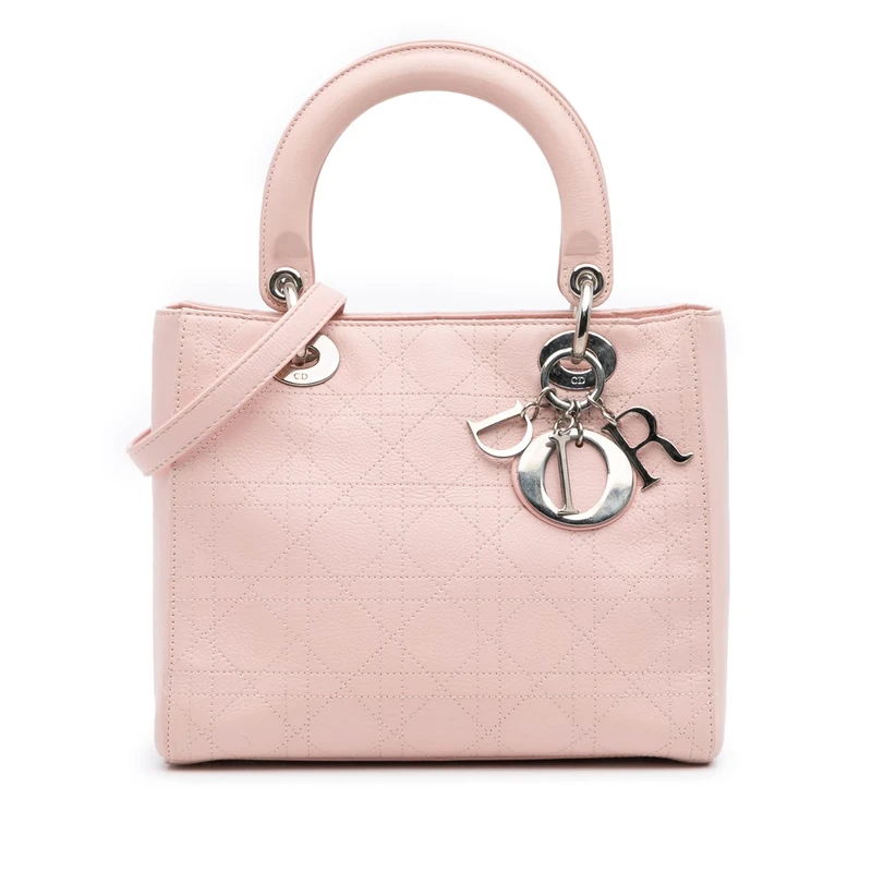 Dior Pre-Loved Medium Calfskin Cannage Stitched Lady