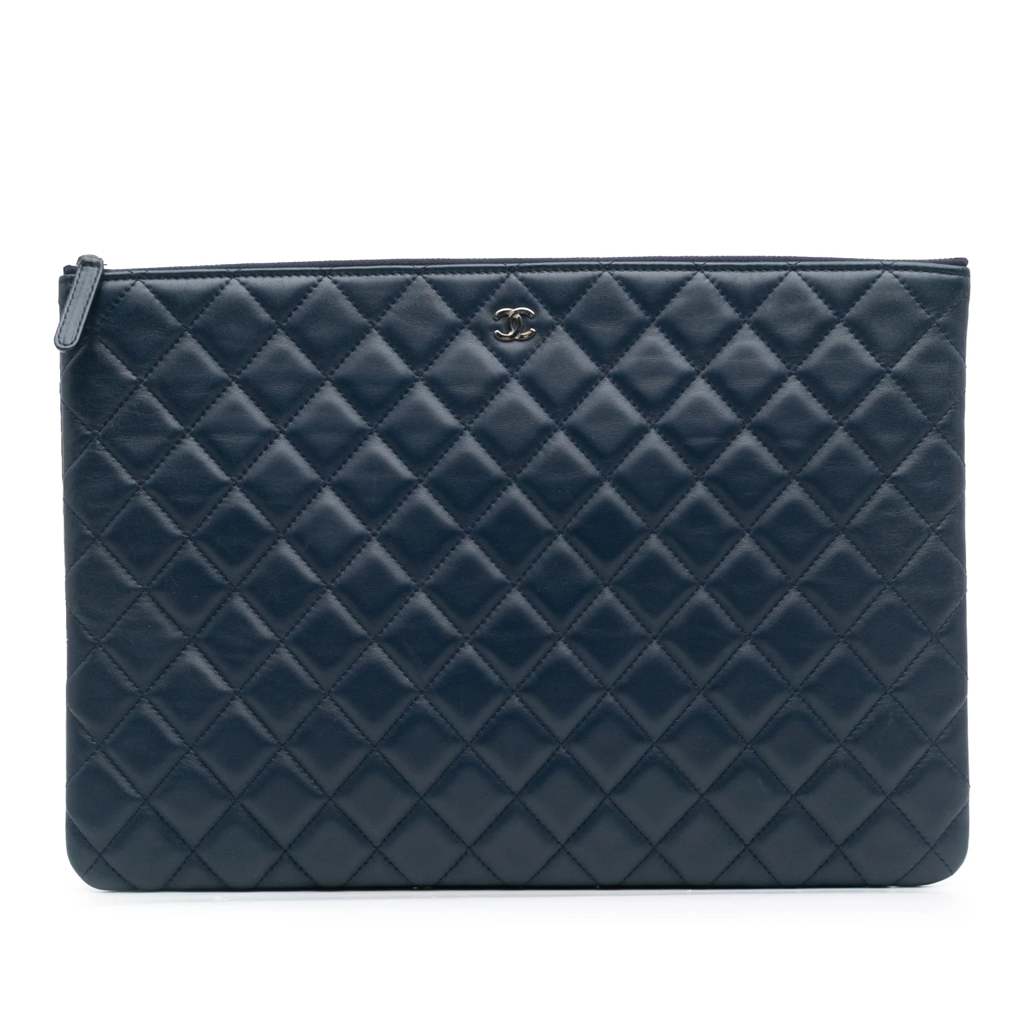 Chanel Pre-Loved Large Quilted Lambskin O Case Clutch
