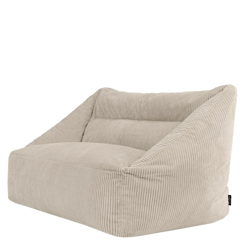icon Cecilia Cord Bean Bag Sofa, Beige, Floor 2 Seater Sofa, Large Adult Bean Bag with Filling Included, Living Room, Living Room Furniture