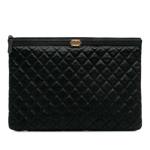 Chanel Pre-Loved Large Lambskin Boy O Case Clutch