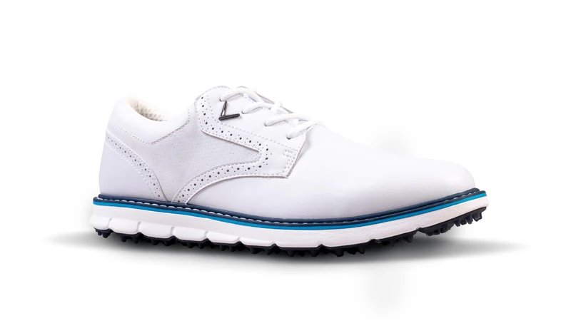 Callaway Golf Links Waterproof Classic Style Golf Shoe, White/Blue, UK 7
